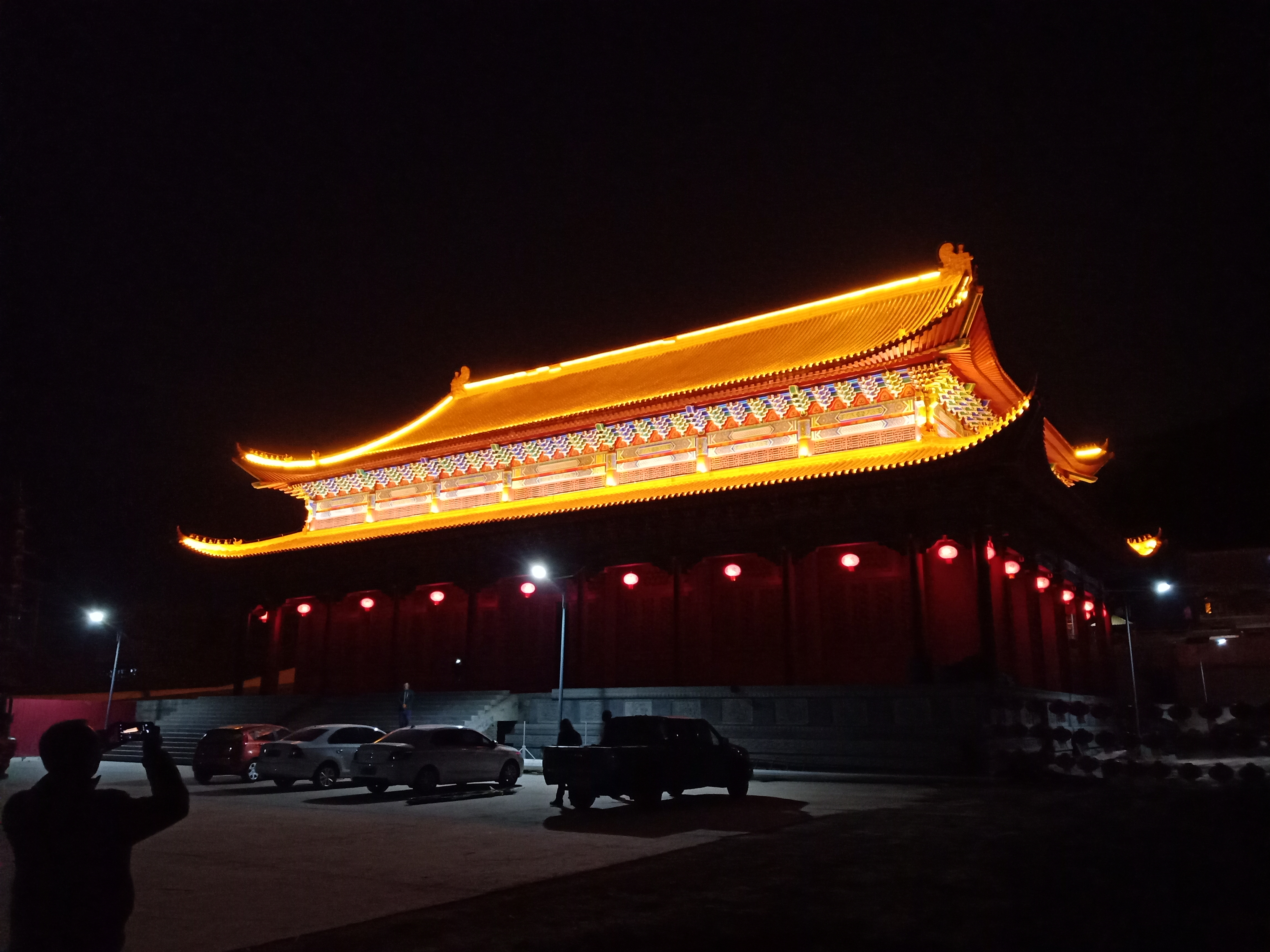 夜景下的方山龙泉寺